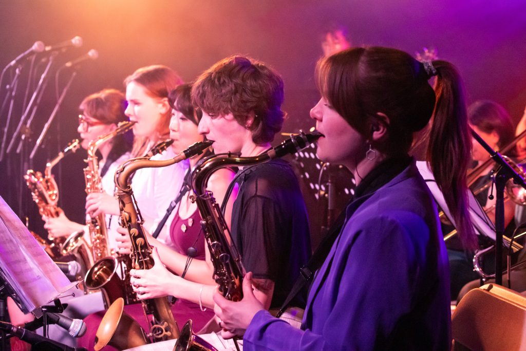 Sax section at the In Full Bloom Ivy gig
