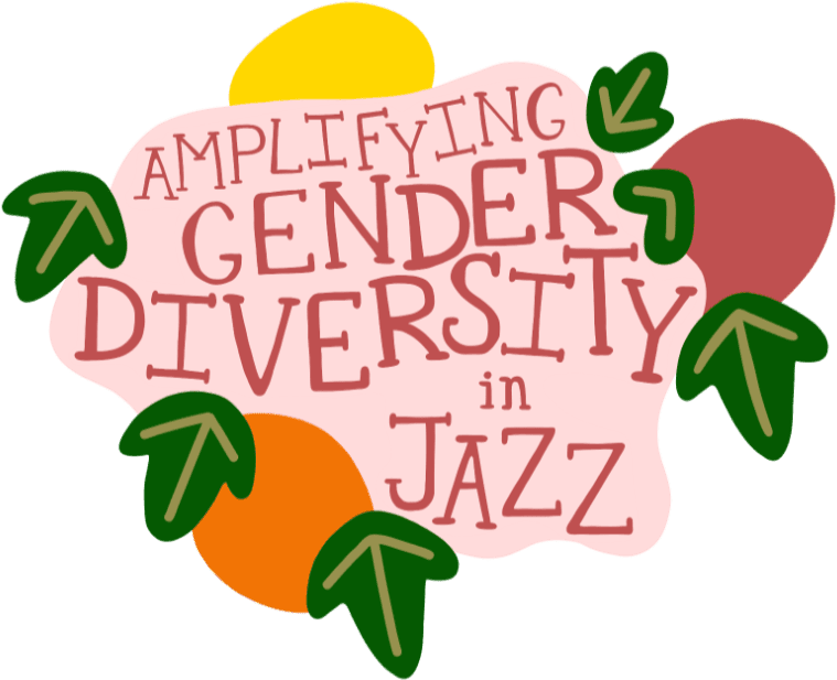 Graphic displaying Ivy Big Band's slogan, Amplifying gender diversity in jazz